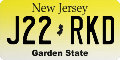 NJ license plate J22RKD
