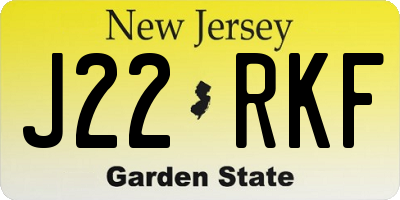 NJ license plate J22RKF
