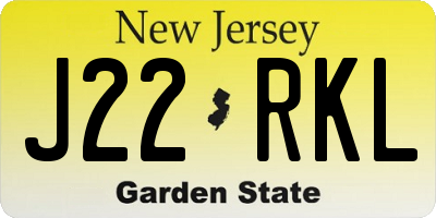 NJ license plate J22RKL