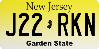 NJ license plate J22RKN