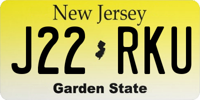 NJ license plate J22RKU