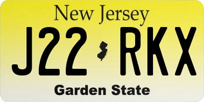 NJ license plate J22RKX
