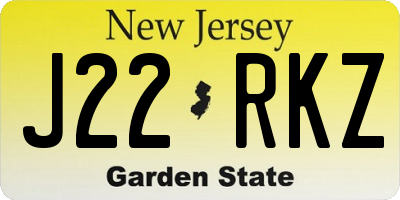 NJ license plate J22RKZ