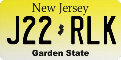 NJ license plate J22RLK