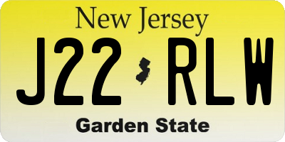 NJ license plate J22RLW