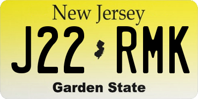 NJ license plate J22RMK