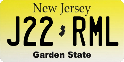 NJ license plate J22RML