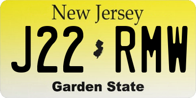 NJ license plate J22RMW