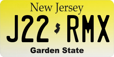 NJ license plate J22RMX