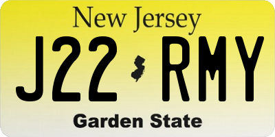 NJ license plate J22RMY