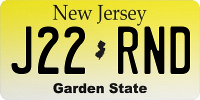 NJ license plate J22RND