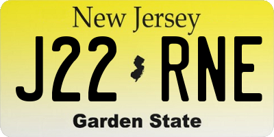 NJ license plate J22RNE