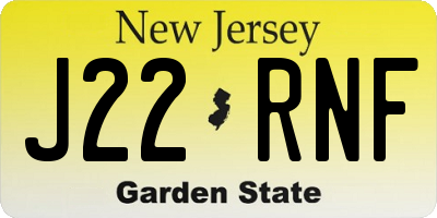 NJ license plate J22RNF