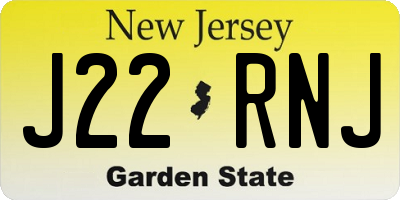 NJ license plate J22RNJ