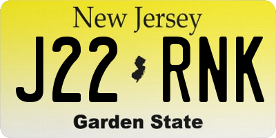 NJ license plate J22RNK