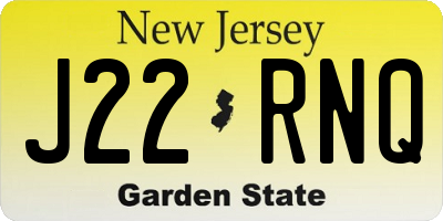 NJ license plate J22RNQ