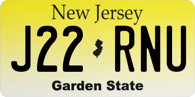 NJ license plate J22RNU