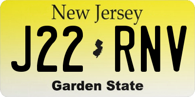 NJ license plate J22RNV