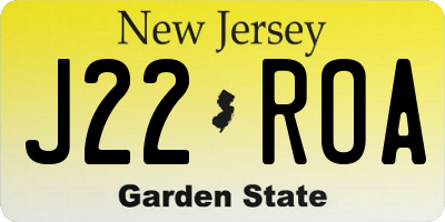 NJ license plate J22ROA