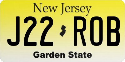 NJ license plate J22ROB