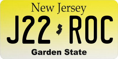 NJ license plate J22ROC