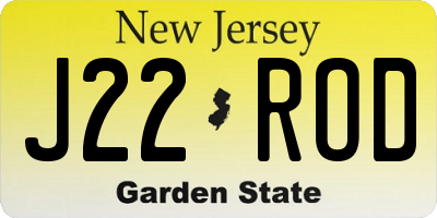 NJ license plate J22ROD