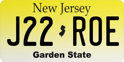 NJ license plate J22ROE