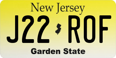 NJ license plate J22ROF