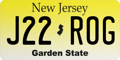 NJ license plate J22ROG