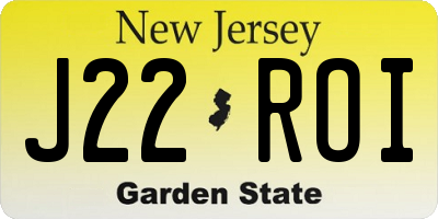 NJ license plate J22ROI