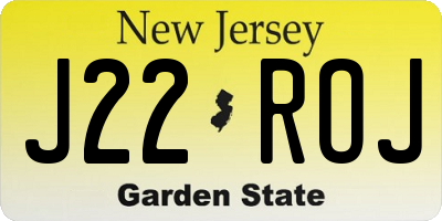 NJ license plate J22ROJ
