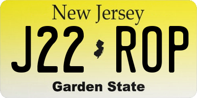 NJ license plate J22ROP