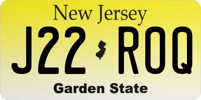 NJ license plate J22ROQ