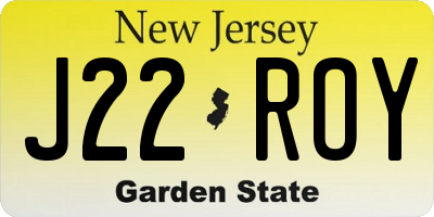 NJ license plate J22ROY