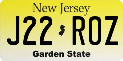 NJ license plate J22ROZ