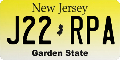 NJ license plate J22RPA