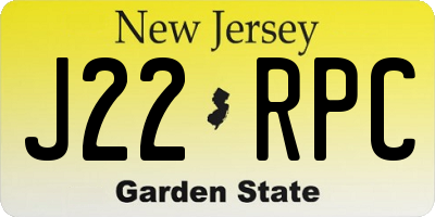 NJ license plate J22RPC