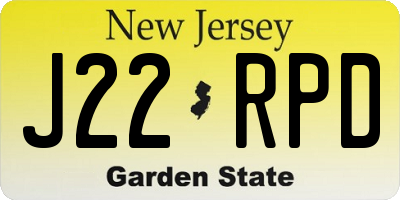NJ license plate J22RPD