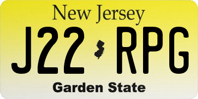 NJ license plate J22RPG