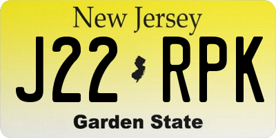 NJ license plate J22RPK
