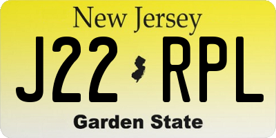 NJ license plate J22RPL