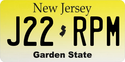 NJ license plate J22RPM