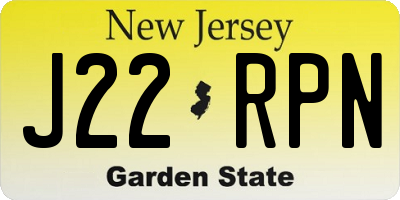 NJ license plate J22RPN