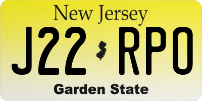 NJ license plate J22RPO