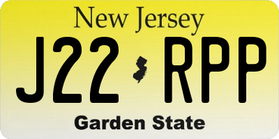 NJ license plate J22RPP