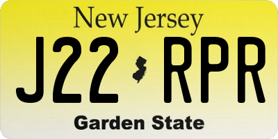 NJ license plate J22RPR