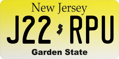 NJ license plate J22RPU