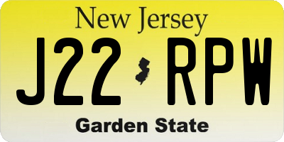 NJ license plate J22RPW