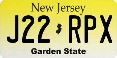 NJ license plate J22RPX