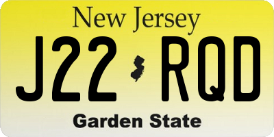 NJ license plate J22RQD